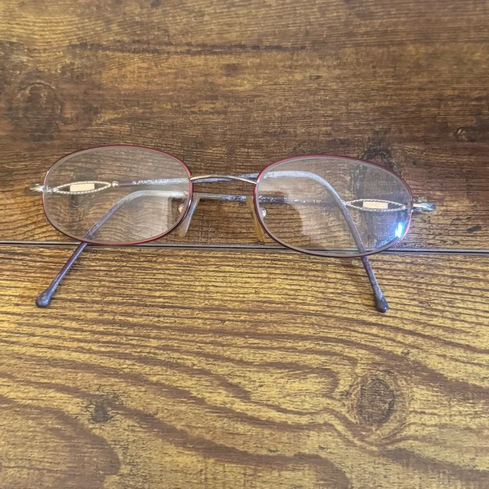 Fendi Vintage 90s Y2K Oval Eyeglasses Burgundy Purple Logo Frames Italy Designer